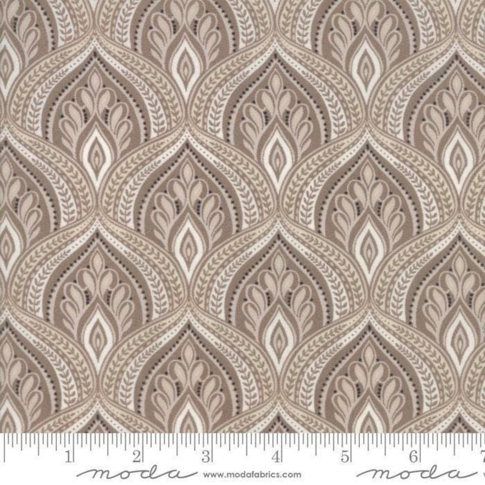 Moda 100% Cotton Fabric Geometric Pattern Taupe & Cream‎ 30462 44" x .75 yard